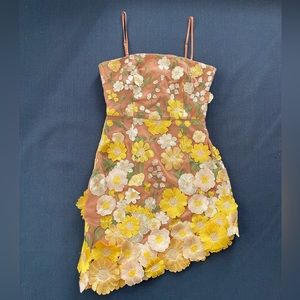 Elliatt Floral Mini Dress - Yellow and Cream